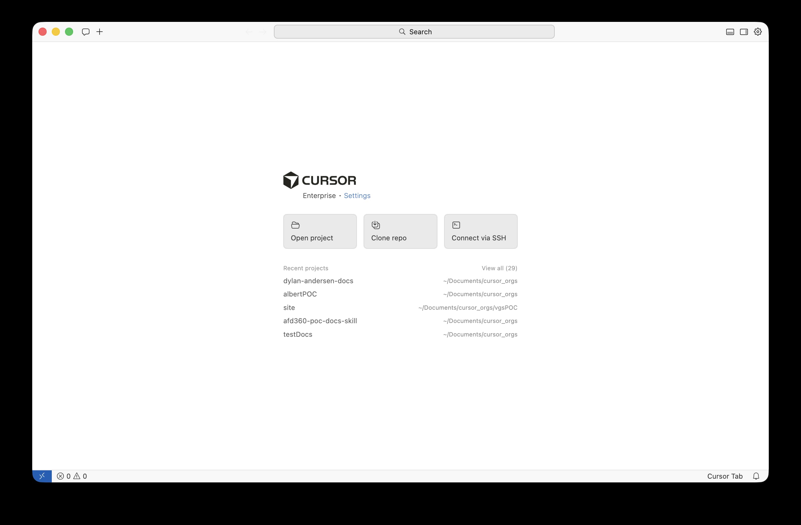 Cursor first project setup